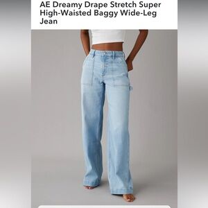 AE Dreamy Drape Stretch Super High-Waisted Baggy Wide-Leg Jean